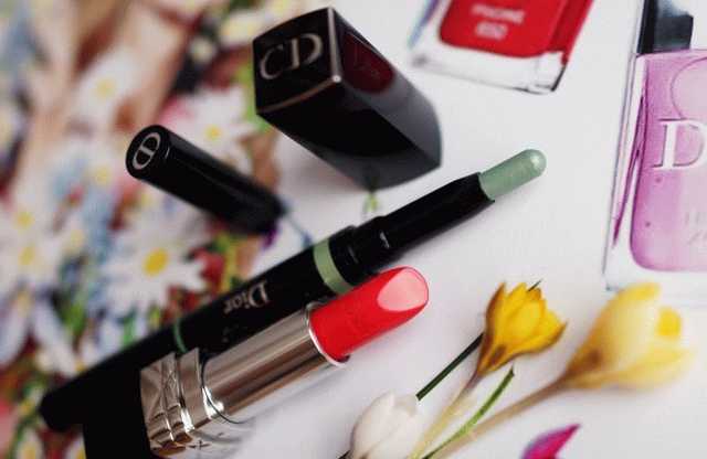 Dior Glowing Gardens Makeup Collection Spring 2016. Dior Diorshow Colour &amp; Contour Eyeshadow &amp; Eyeliner Duo #457 Water Lily. Dior Rouge Dior Couture Colour Voluptious Care #667, Rouge Pimpant фото