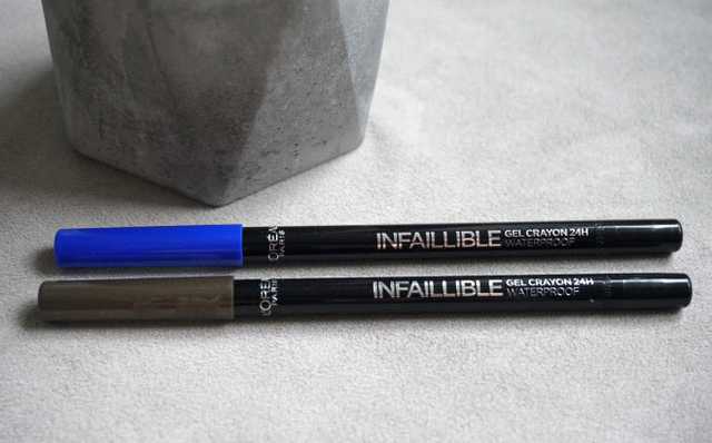 Новинка L&#039;Oreal - гелевые карандаши Infaillible Gel Crayon 24H Waterproof 010 I&#039;ve Got the Blue, 008 Rest in Kaki фото