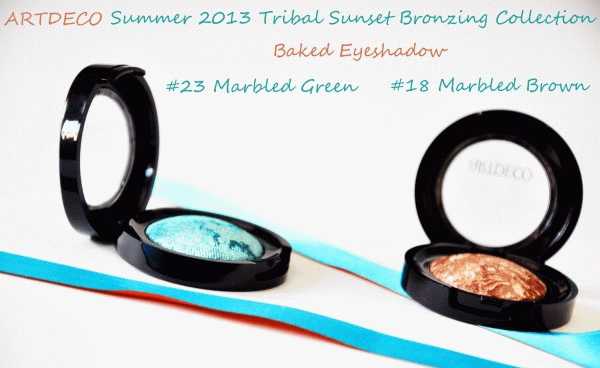 Мраморные запеченные тени для век Artdeco Baked Eyeshadow #18 Marbled Brown #23 Marbled Green из новой коллекции Tribal Sunset 2013 фото