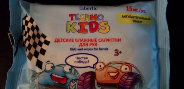 Детские влажные салфетки для рук Faberlic Techno KIDS 3+ фото