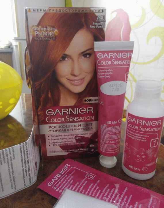 Крем краска для волос Garnier Color Sensation 7.40 Янтарный Ярко-Рыжий фото