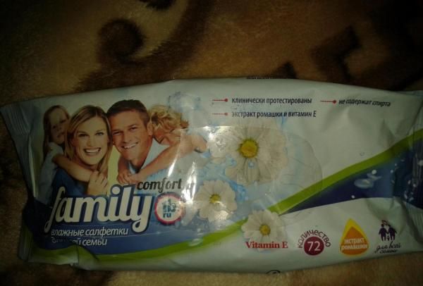 Влажные салфетки для всей семьи Family comfort с экстрактом ромашки и витамином Е фото