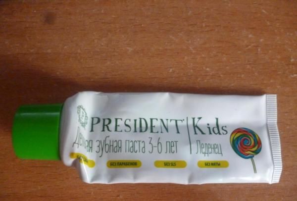 Зубная паста детская President Kids Lollipop Леденец от 3-6 лет фото
