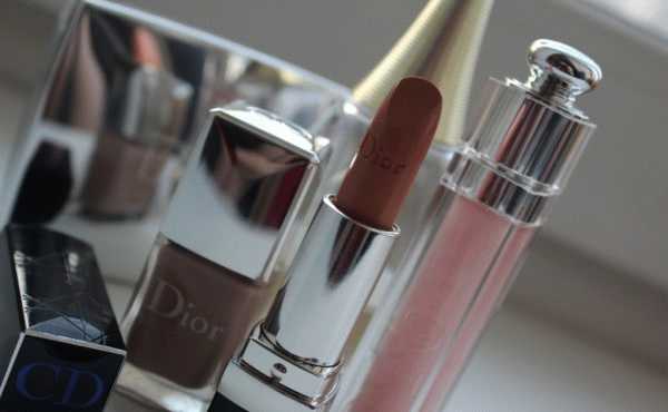 Dior: Помада Rouge Dior 314 Beige Angelique и блеск Dior Addict Ultra-Gloss Pearl Rose Mondain №152 фото