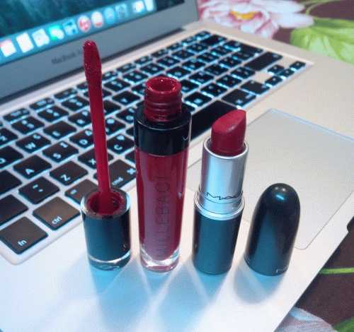 MAC lipstick Retro Matte Ruby Woo vs Nouba Millebaci 7 Long Lasting Lip Color 7 фото