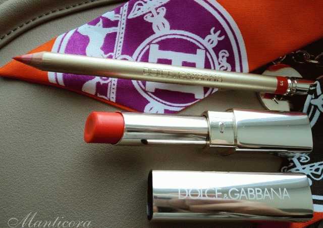 Яркая парочка: Dolce&amp;Gabbana Passion Duo Gloss Fusion Lipstick # 140 Tropical + Dolce&amp;Gabbana Precision Lipliner # 5 Fire фото