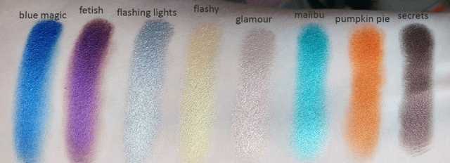 Coloured Raine Eye Shadow - оттенки Blue Magic, Fetish, Flashing Lights, Flashy, Glamour, Malibu, Pumpkin Pie, Secrets фото